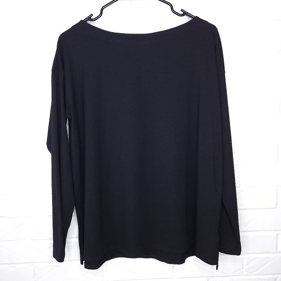 J. Jill Tops J Jill Black Luxe Supima Boat Neck Tee Cotton Blend